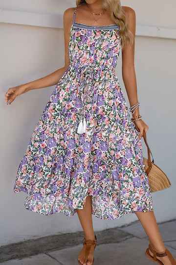 Robe d’été imprimée Purple Floral A Line